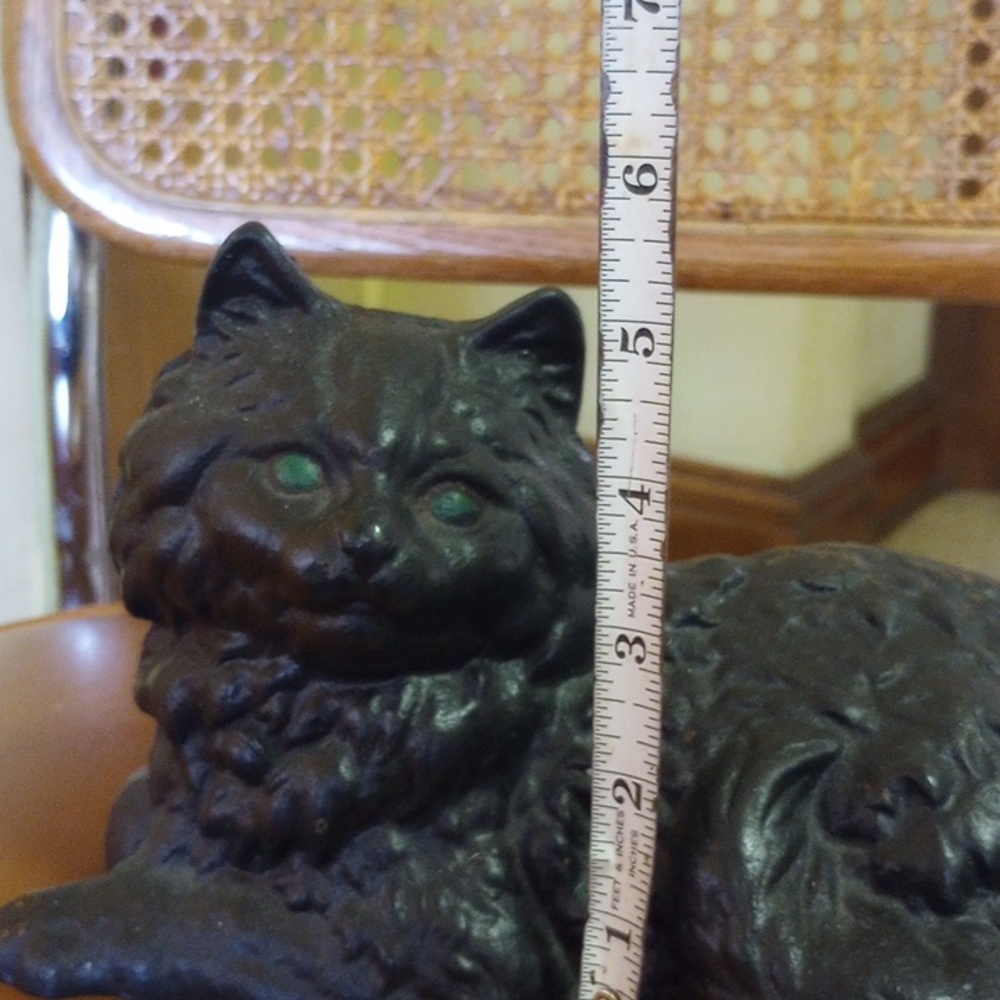 Hubley 1248 Vintage Cast Iron Fireside Black Cat Decor w/ Green Eyes - Picture 6 of 8